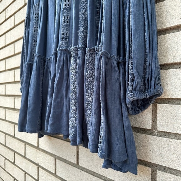 Free People Kiss Kiss Lace Insert Tunic Blue - Picture 9 of 15